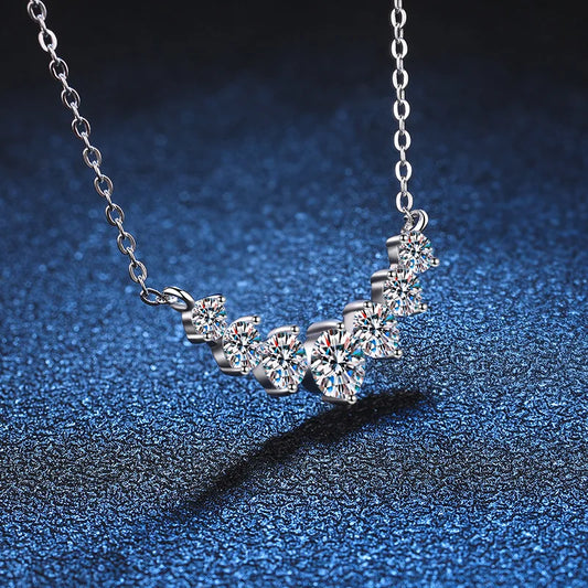 Elegant silver wedding necklace with moissanite stones for brides